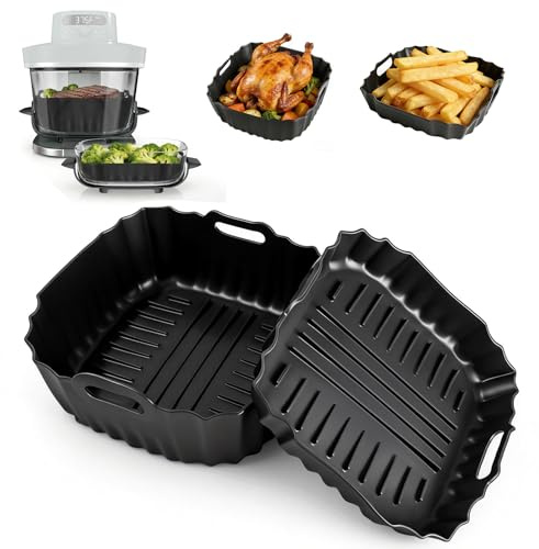 VINATO Lot de 2 Moules en Silicone pour Ninja Crispi Pro AS101 | Design Évacue-Graisse, Compatible pour Air Fryer Pro AS090EU et Autres Air Fryer, Sans BPA