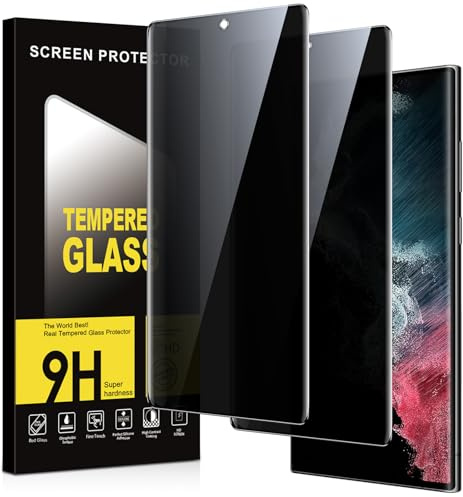 Micnkifo Verre Trempé pour Samsung Galaxy S22 Ultra 5G Anti Espion 2 Pièces,Anti-Espion Film de Protection D'écran,Dureté 9H Anti-Rayures Sans Bulles Anti-Spy Privacy Confidentialité Protecteur Vitre