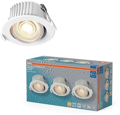 Osram Spot Set LED Einbaustrahler DIM IP44 4,9W Weiß | LED Spot Set DIM Recess IP44, Spot lights and ceiling spots, Weiß, 88 mm dia, 3-Pack