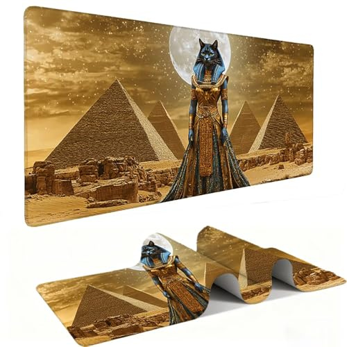 Mouse Mat | Large Gaming Mouse Pad 800 x 400 x 3mm| XXL Gaming Mousepad | Desk Mat | Improved Precision and Speed | Rubber Base for Stable Grip on Smooth Surfaces | Keyboard Mats| Egyptian Pyramids v7