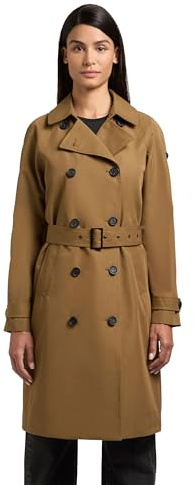 khujo Damen lange Übergangsjacke Mantel klassischer Trenchcoat mit Taillengürtel und Gehschlitz hintenRula2 XS-XXL