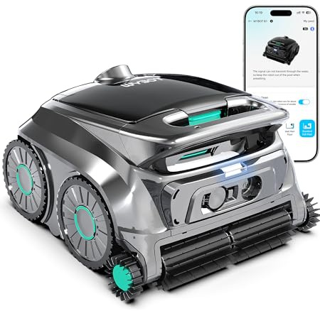 WYBOT OS600 Robot Piscine sans Fil, Nettoyage Fond Et Parois, Autonomie 120 Min, Navigation Intelligente, Stationnement Automatique, pour Piscines Enterrées Et Hors-Sol, Vert Clair Brumeux