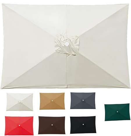 Auvent De Remplacement Pour 3x2m 3×3.0m 2x2m Parasol, Toile De Rechange Pour Rectangulaire Parasol De Jardin 4/6/ 8 Baleines, UPF 50+(White,2.7x2.7m)