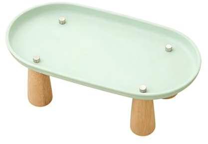 predolo Mangeoire Élevée Support Bol Réhausseur Gamelle Nourriture Eau Base Stable Bois Nettoyage Facile Adapté Aux Chats Petits Chiens, Vert 24cmx13cm