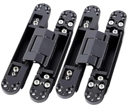 Bisagras de puerta 2 uds, ocultas, apertura exterior madera cruzada ajustable(2PCS 80KG-black)