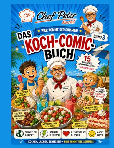 Chef Peter Kocht - Hier kommt der Sommer: Das Koch-Comic-Buch Band 3 – 15 sommerliche Rezepte zum Mitkochen, Genießen und Spaß haben