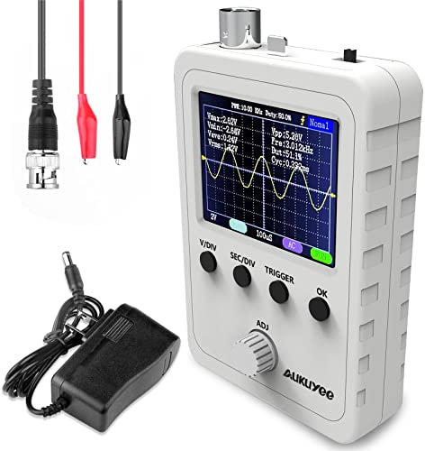 AUKUYEE Updated 2.4 TFT Digital Oscilloscope Kit with Power Supply and BNC-Clip Cable Probe Q15001 (Assembled Finished Machine)