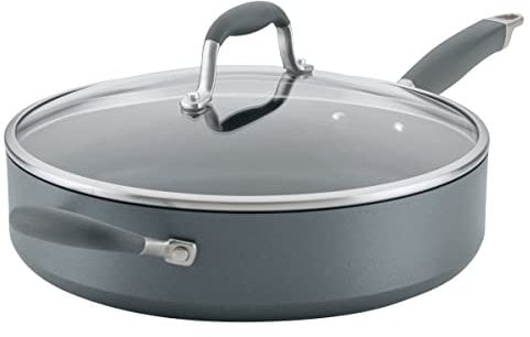 Anolon Advanced Home Hard Anodized Nonstick Sauté Pan with Helper Handle and Lid, 5 Quart - Moonstone