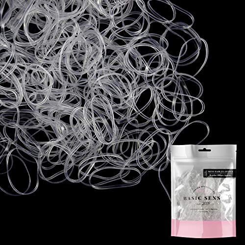Basic Sense EXTRA STRONG Hair Rubber Elastics for Kids, Stretchy Braiding Bands for Girls, LONG, 300 PCS, Clear