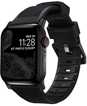 NOMAD Rugged Band Compatible with Apple Watch Straps Series 8, 7, 6, 5, 4 & SE Waterproof Watch Strap - 40/38mm - Black