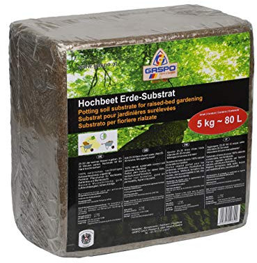 GASPO Hochbeet Erde-Substrat, Kokoserde für Hochbeete und Pflanzen, 5 kg ergibt 80 Liter feinsten Hummus