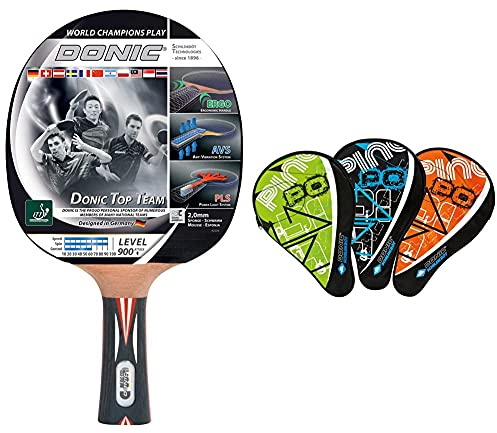Donic-Schildkröt Tischtennisschläger Top Team 900, AVS & PLS-Griff, 2,0 mm Schwamm, Alpha Slick - ITTF Belag, 754199