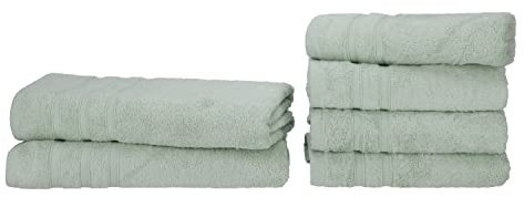 Müskaan Bambus Handtücher Set 4 Handtücher 50x100 + 2 Duschtücher 70x140 - Samtweich und Saugstark - 50% Bambus 50% Baumwolle - Oeko-Tex 100 Zertifiziert - eukalyptus