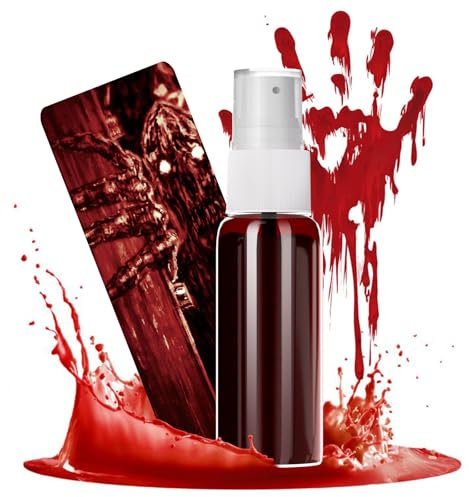 Falsches Blut Vampir Halloween Makeup,Falsches Blut Spray für Kleidung Gesicht Körper Farbe,Realistische Halloween Blutspritzerfür Zombie Vampir Makeup Cosplay