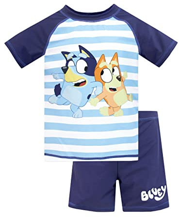 Bluey Traje de baño niños I Traje de baño para niños de 2 Piezas I Conjunto de natación para la Playa y la Piscina Azul 3-4 años
