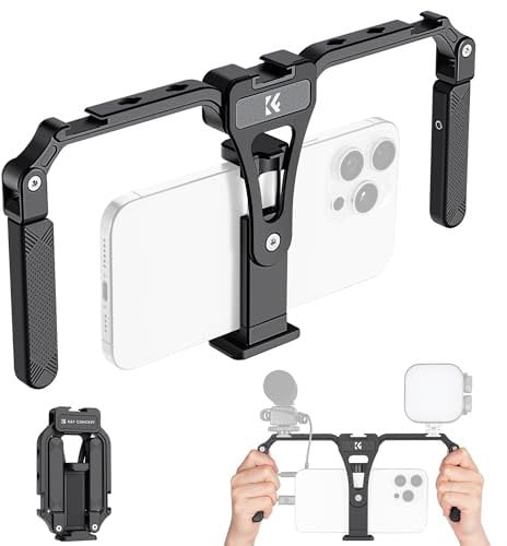K&F Concept Video Rig, Mini Mobile Rig, Smartphone Stabilizzatore per vlogging e video filming, compatibile con iPhone 15/15 Pro/14 Plus/Pro Max 13 Mini/Pro Max X XS Max Android