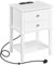 Yaheetech White Bedside Table with Charging Station, Wooden Bedside Cabinet with 2 Drawers for Bedroom, 2-Tier Bed Side Table with Shelf for Small Space Living Room, Modern Accent Furniture