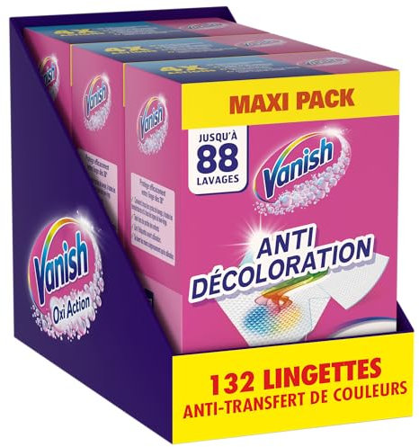 Vanish Lingettes Anti Decoloration - 132 Lingettes Sécables - Lot de 3x44