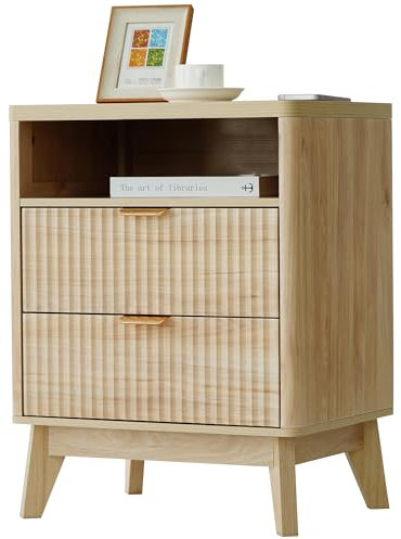 LYNCOHOME Bedside Table for bedroom, bedside cabinet with 2 Drawers, Nightstand with Storage, Ideal for Bedroom, Living Room, Modern Design,45 x 35 x 60 cm