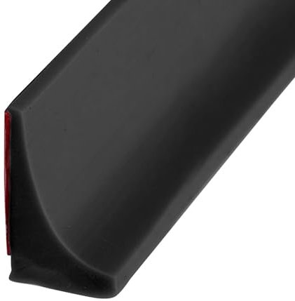 Cleminsta Barrera Ducha Suelo, 1M Barrera de Agua Para Plato de Ducha, Autoadhesiva Barrera de Ducha, Barrera Ducha Que no Salga Agua Borde Plato Ducha Barrera de Ducha Y Sistema de Retención (Negro)