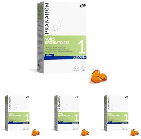 PRANARÔM - Oléocaps 1 - Voies Respiratoires - Aux Huiles Essentielles Ciblées - Origan Vulgaire Et Citron - 100% Naturelle Et Bio - HECT - 30 Capsules Prédosées (Lot de 4)