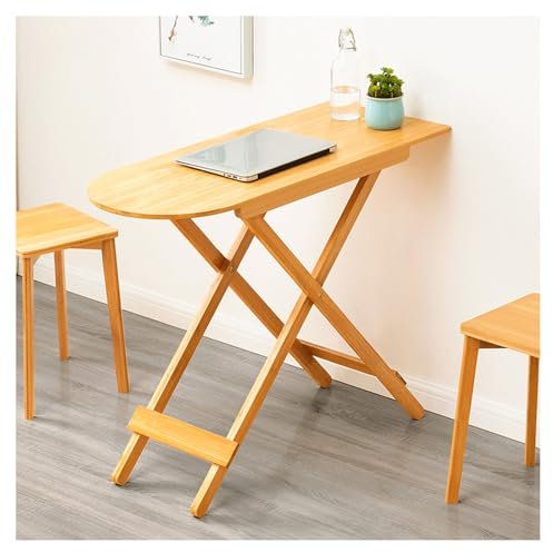 WLCNYL Klappbarer schmaler Esstisch für Küche, Wohnzimmer, Balkon mit halbrundem Couchtisch aus Holz, Keine Installation, Sofa-Beistelltisch für kleine Räume, Stabiler Beistelltisch, Klapptisch
