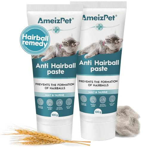 AmeizPet Hairball Remedy for Cats, Anti-Hairball Malt Paste for Pet Fur, Treatment for Long & Short Fur Cats, 2 pcs x 100g (3.52 Oz)