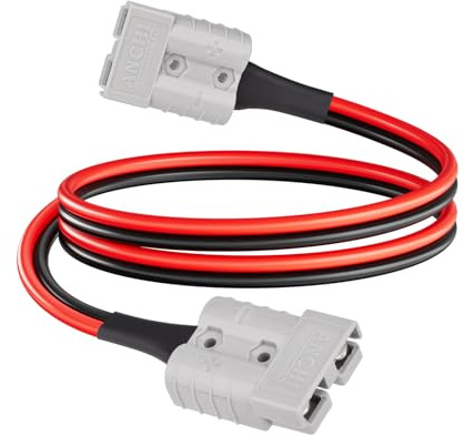 ELFCULB Anderson - Cable conector de batería Anderson, 10 AWG, 2 pies, 50 amperios, cable de conexión rápida para recuperación de carretillas elevadoras, cabrestante, barco, remolque