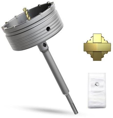 METOTY 130mm Bohrkrone Hohl Lochsäge-dosenbohrer，mit SDS Plus Adapter 220 mm Bohrkrone Steckdose，für Mauerwerk, Ziegel, Beton, Zement, Stein Concrete hole saw