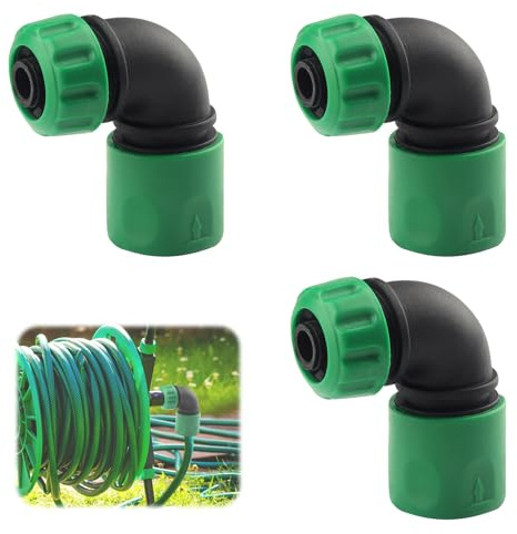 Chenove Gardena Kupplung 1/2 Zoll – 3 Stück Gartenschlauch Anschluss 90 Grad, Schlauchverbinder Adapter, Schnellkupplung Winkeladapter für Gartenbewässerung, Outdoor Wasserhahn, Autowäsche