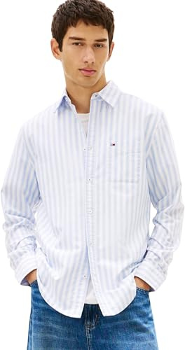 Tommy Jeans Herren TJM Reg Stripe Oxford Shirt EXT Dm0dm22790 L/S Shirt (1er Pack)