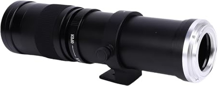 Jectse 420-800 Mm Teleobiettivo, Lente per Fotocamera della Fotocamera Manuale F8.3 per Telecamere di Montaggio EF-S con Vetro Ottico in Lega di Alluminio, per Uccelli, Luna, Fauna (BLACK)