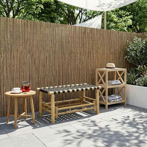 Tonture Banc de jardin en bambou naturel - 80 x 38 x 40 cm - Angle droit - Résistant aux intempéries et robuste - Idéal comme siège pour terrasse, balcon, jardin et extérieur