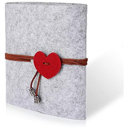 Mini album photo,album photo autocollant coeur en feutre rechargeable,album photo pour famille avec scrapbook,carnet de croquis d'anniversaire,cadeaux d'anniversaire mariage de filles - 60pages,(gris)