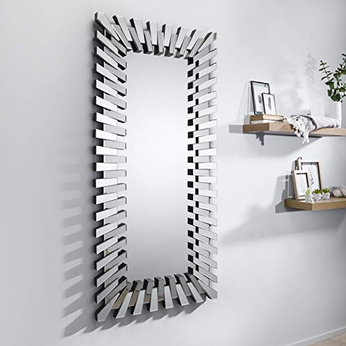 Furniturebox UK Starburst Large Full Length Silver Stylish 3D Rectangular Modern Living Room Bedroom Wall Mirror