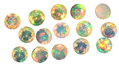 Neerupam Collection Natural White Welo Feuer Ethiopian Opal AAA-Qualität 5 mm runde Form facettiert kalibrierte Größe lose Edelstein|Natur Ethiopian Welo opalo|Feuersteine ??für Schmuck Machen