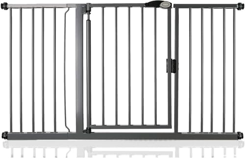 Safetots Pressure Fit Self Closing Stair Gate, 147cm - 154cm, Slate Grey, Auto Closing Baby Gate, Safety Barrier for Toddler, Easy Installation