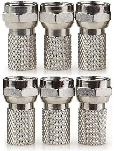 JEEUE F Plug Connectors Waterproof Micro Screw/Twist On Aerial Coaxial Cable RG6 for Satellite TV Sky NTL (silver)
