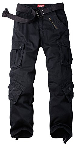 Raroauf Pantalones de Trabajo para Mujer de algodón, Casuales, Militares, con 8 Bolsillos - Negro - 8 US