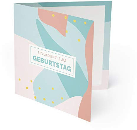 (50 x) Einladungskarten zum Geburtstag Einladung Karte runder Geburtstag Farbklecks