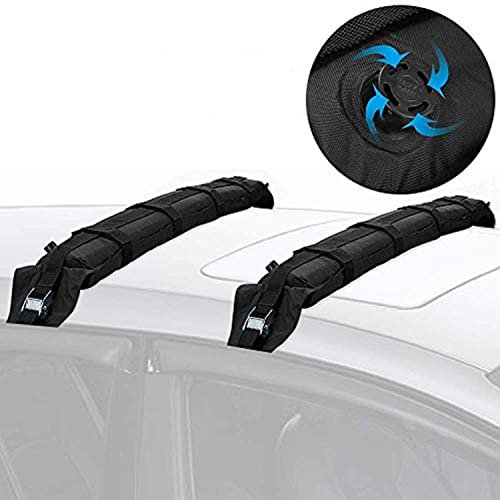 Feelglad Barres de toit universelles souples pour voiture, gonflables, faciles à installer, robustes, pour voiture, planche de surf, kayak, SUP, longueur 88,9 cm, capacité de charge maximale 80 kg