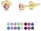 Orecchini Punto Luce Oro con Brillantini di Cristallo Rosa 3 mm - Orecchini Argento 925 Placcati Oro Giallo - Orecchini Punto Luce Donna - Orecchini Bimba - Orecchini Rosa Donna