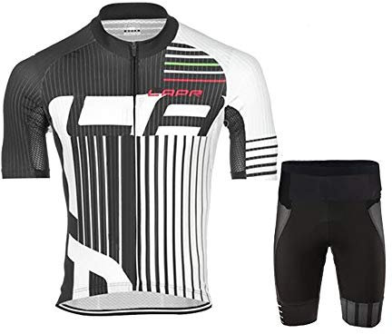 Jinlin Herren-Radtrikot-Set Fahrrad-Trägerhose 3D-gepolstertes Kurzarm-Outfit-Set Schnelltrocknend für MTB-Rennräder