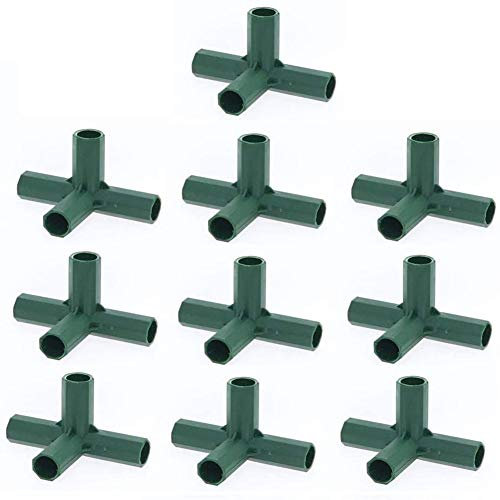 10 Stück Steckverbinder Rohrverbinder Verbindungsstücke, PVC Eckverbinder, für Gewächshäuser Rahmen Regale (4 Wege - 11mm)