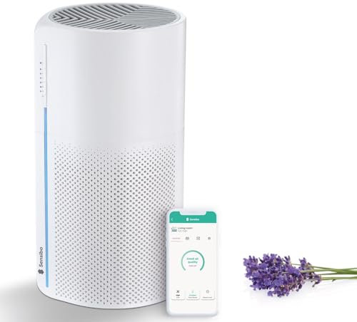 Sensibo Pure - Purificador de aire inteligente con Wi-Fi, calidad médica, filtro HEPA y de carbón Elimina polvo, contaminación, caspa de mascotas, olores Compatible con iOS, Android, Alexa y Google