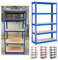 BRIEFNESS 5 Tier Garage Shelves Shelving Shelf Unit Racking Boltless Heavy Duty Storage, 150cm High, 70cm Wide, 30cm Deep, Silver, 875 Kgs Capacity, 5 Year Warranty
