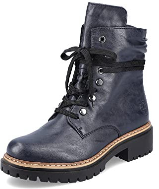Rieker Donna Stivaletti 72621, Signora Stivaletti Allacciati,Stivali con Lacci,Boots,Chukka Boots,Stivali Corti,Blu (Blau / 14),39 EU / 6 UK