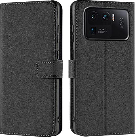 Verco Coque pour Xiaomi Mi 11 Ultra, Housse Portefeuille pour Xiaomi Mi 11 Ultra Etui en Cuir Synthétique Fonction Stand Case, Noir