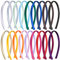 SIQUK 18 Stück Satin Stirnbänder 1cm Haarreifen Satin DIY Rutschfestes Stirnbänder Buntes Satinüberzogenes Stirnband für Frauen und Mädchen, 18 Farben