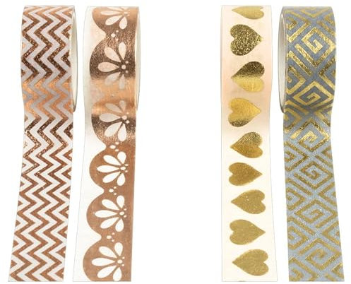 Stylex 43002 Folien-Deko-Klebeband, Designs Sortiert, 15mm Breite, 3000mm Länge, 2 Stück